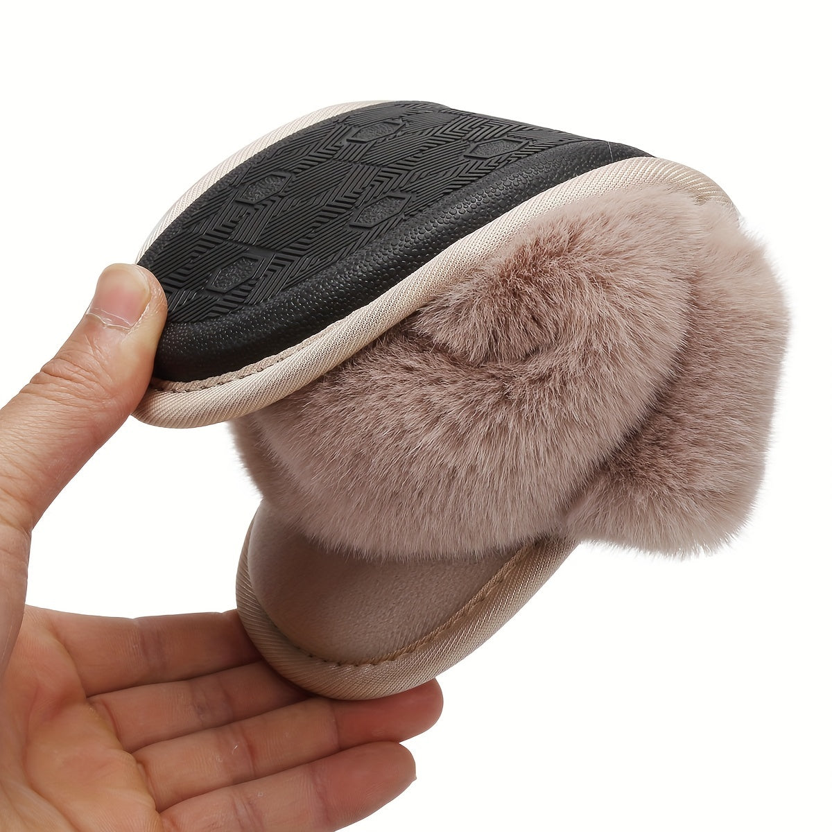 Women's Furry House Slippers Open Toe Slip On Comfy Indoor Shoes