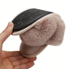 Women's Furry House Slippers Open Toe Slip On Comfy Indoor Shoes