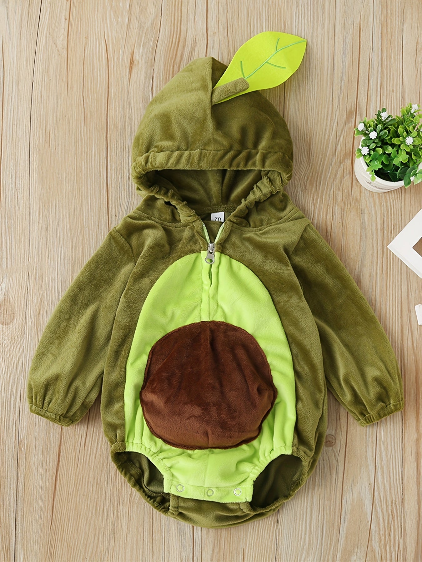 Baby Halloween Avocado Costume Velvet Romper Cosplay Outfit