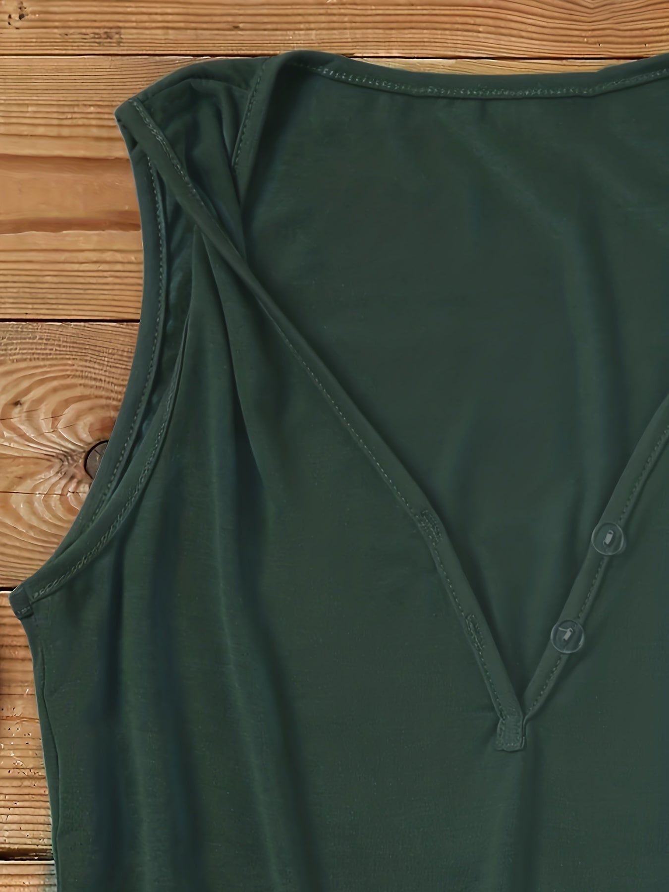 Solid Button Front Tank Top V Neck Summer Sleeveless Top