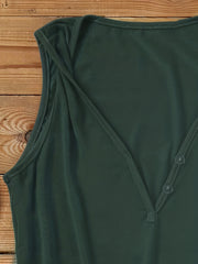 Solid Button Front Tank Top V Neck Summer Sleeveless Top