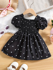 Heart Print Tunic Dress for Girls - Party Birthday Outfit