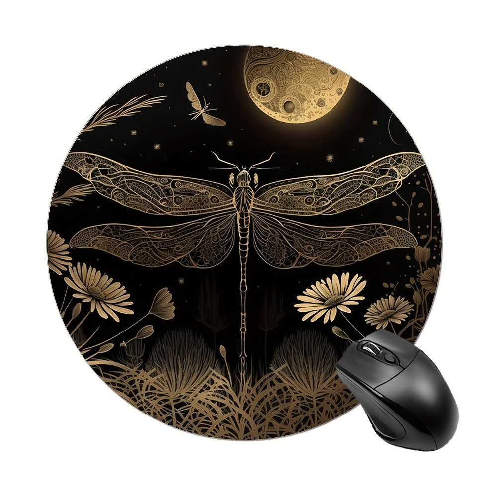 Vintage Dragonfly Round Mouse Pad
