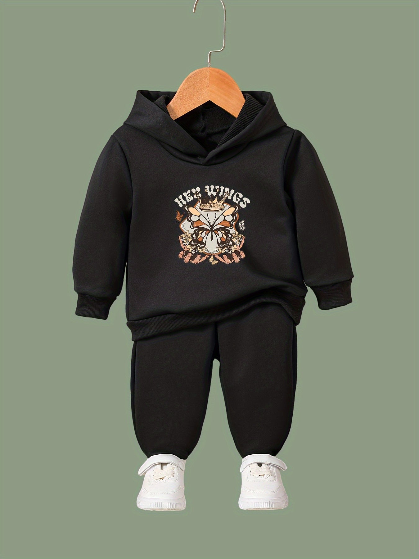 Retro Butterfly Graphic 2pcs Set Girls Casual Comfy Breathable Activewear Set