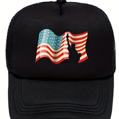 Unisex Sunshade Baseball Cap with American Flag Embroidery