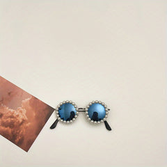 Kids Sun Protection Round Sunglasses with Faux Pearls