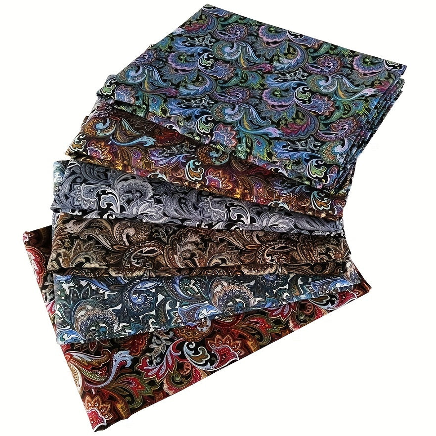 6 Pcs 100% Cotton Cashew Flower Printed Fabric DIY Clothing Mask Material