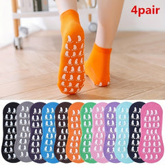 4 Pairs Women's Non slip Yoga Socks Breathable Medium Tube Dance Training Socks