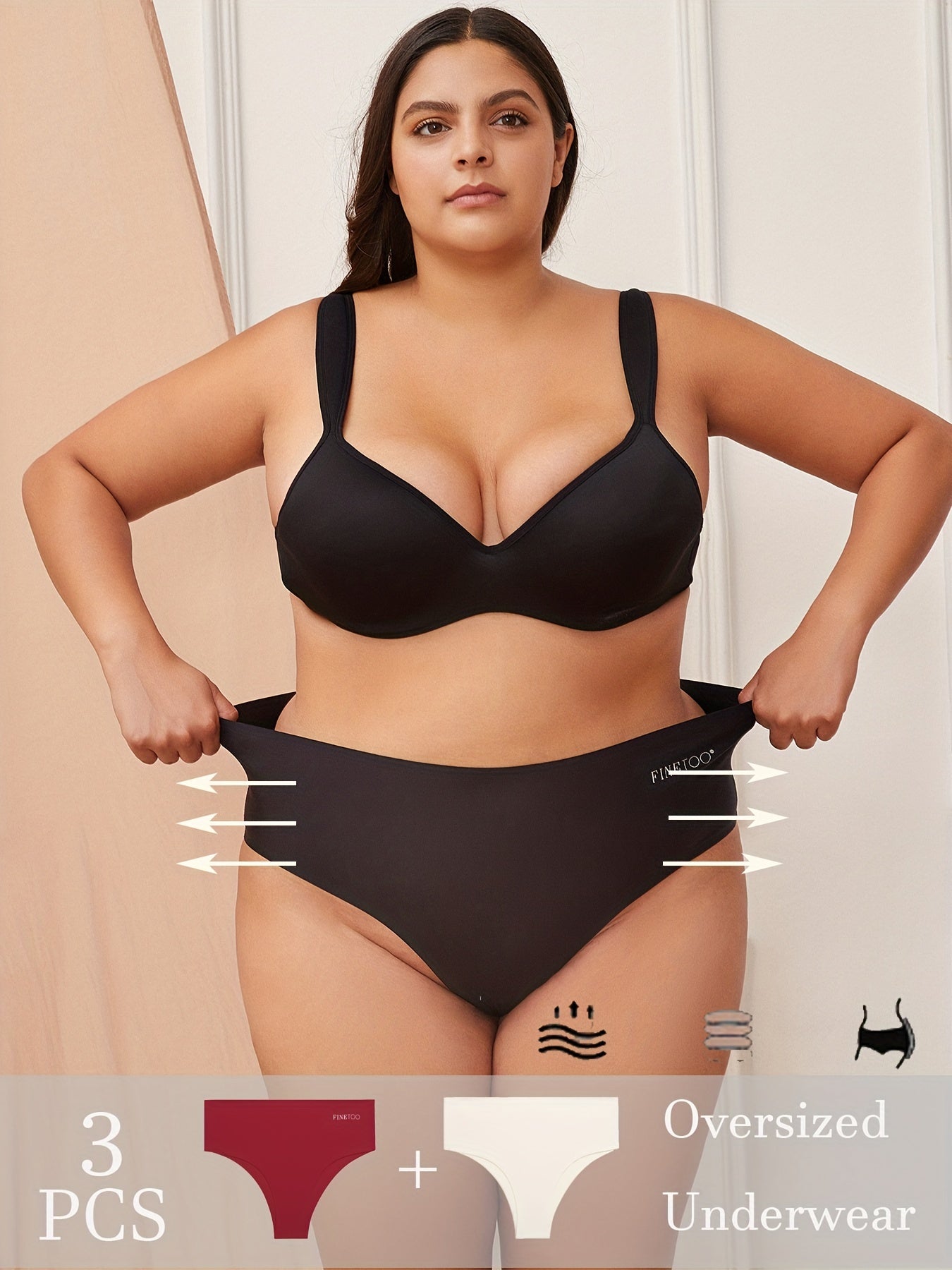 3 Pack Plus Size High Waisted Panties Set Women's Seamless Underwear