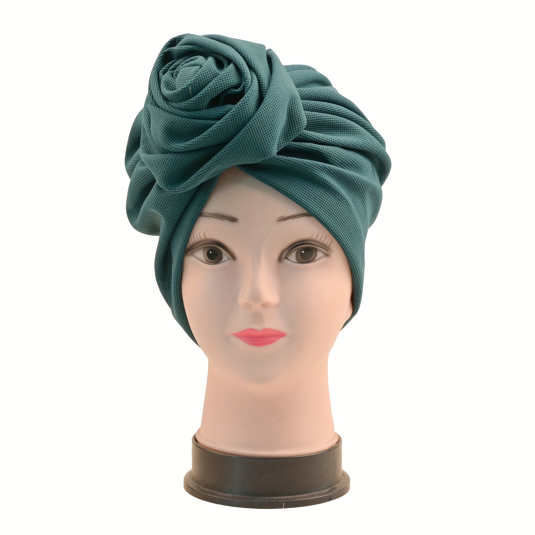 Pleated Bow Turban Cap Printed Head Wrap Elastic Hijab Bonnet