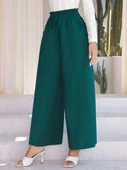 Solid Wide Leg Pants Paper Bag Waist Casual Women's Clothing