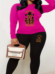 Halloween 2pcs Set Graphic Print Tee & Leggings