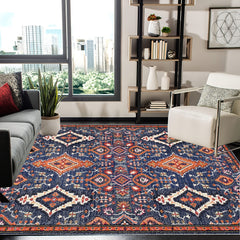 Boho Area Rug Soft Machine Washable Non-Slip Backing Stain Resistant Carpet