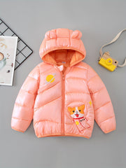 Hooded Coat For Toddlers Winter Windproof Monkey Prints Fleece Snowsuit Outwear