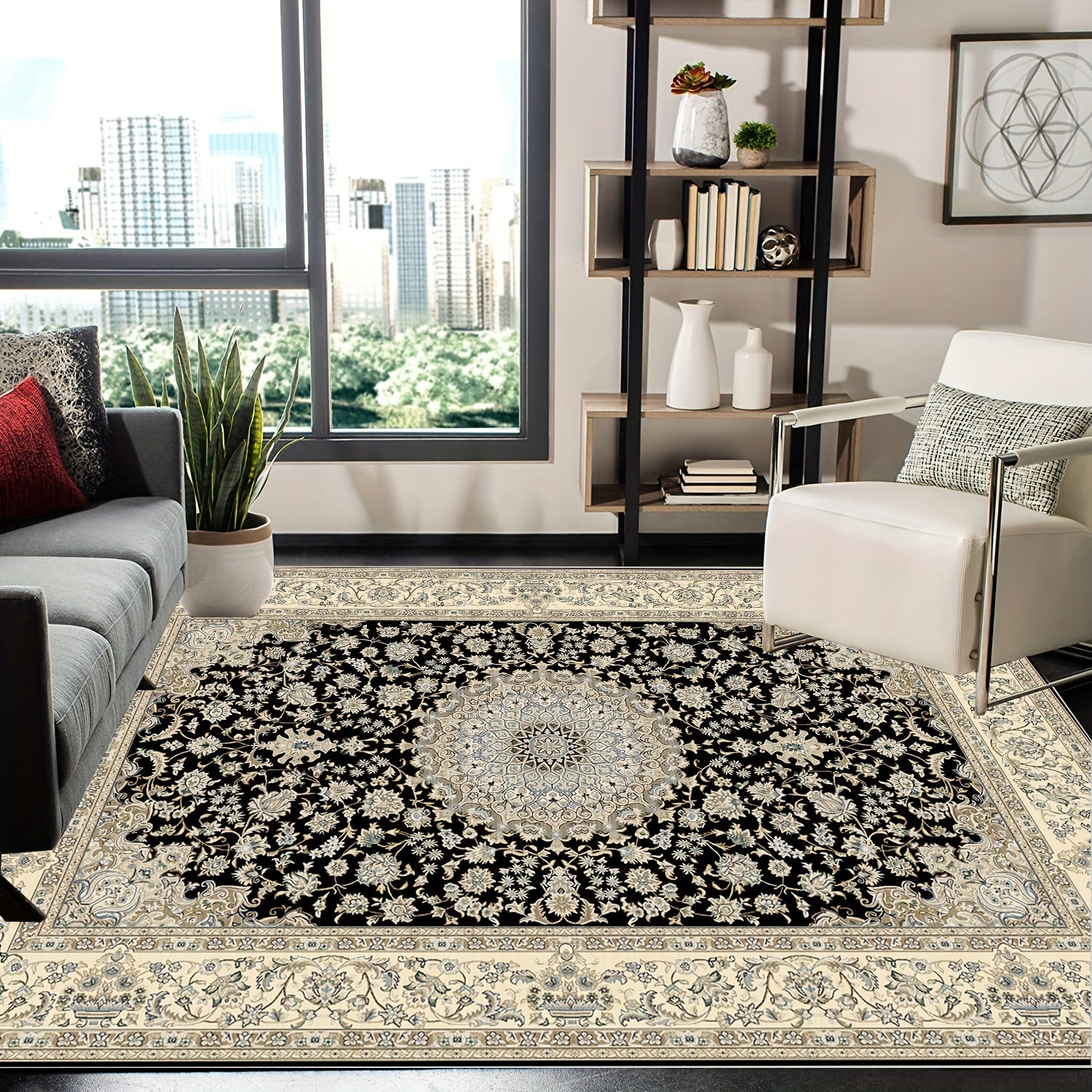 Persian Boho Area Rug Soft Large Machine Washable Non Slip Backing