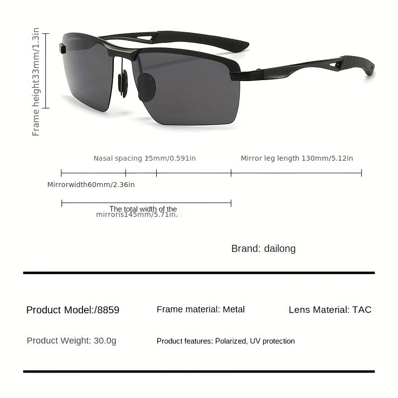 Polarized Sports Sunglasses Half Frame with Zipper Case