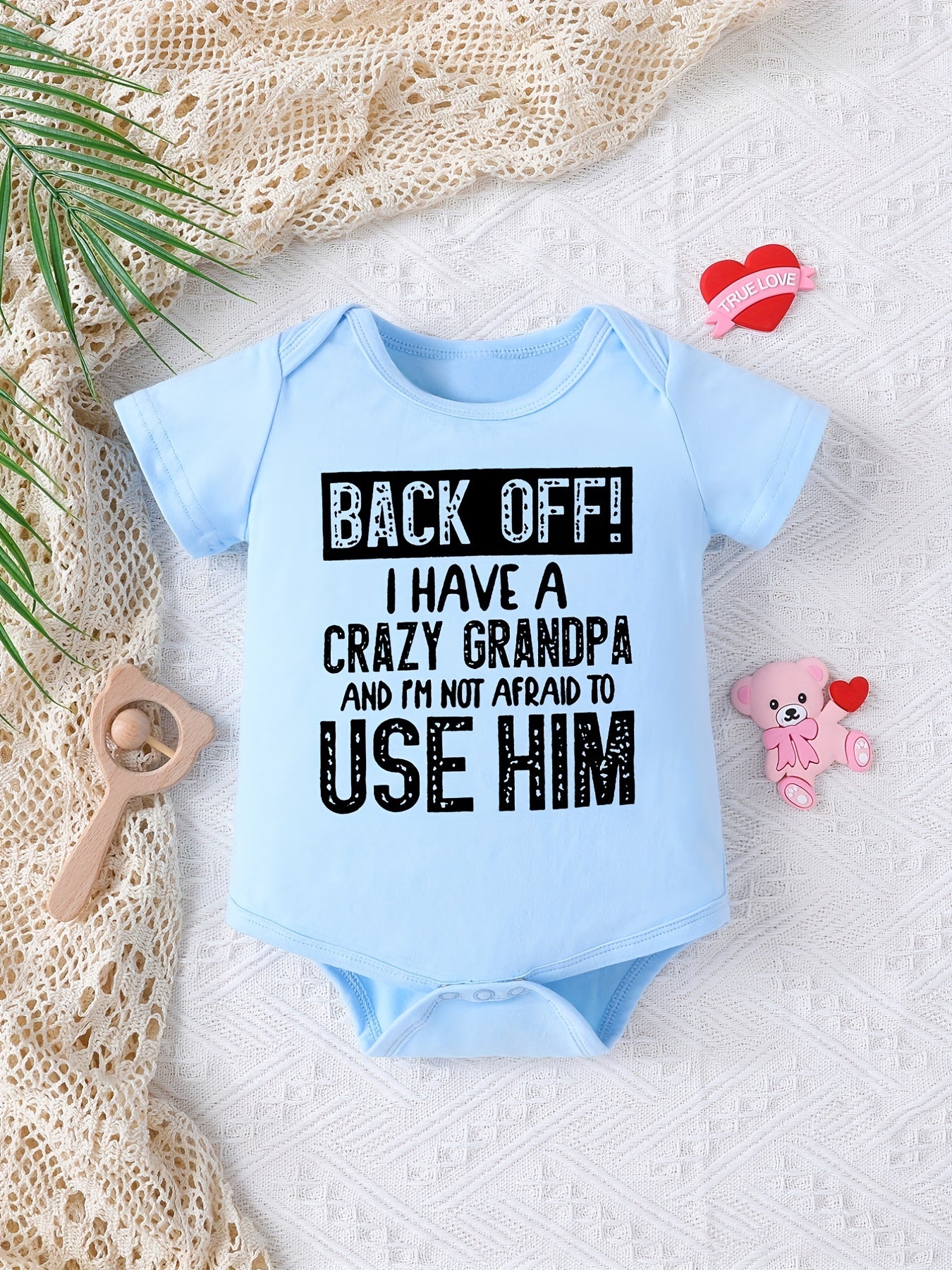 Baby Boys Casual Crazy Grandpa Short Sleeve Onesie Clothes