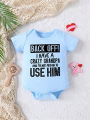 Baby Boys Casual Crazy Grandpa Short Sleeve Onesie Clothes