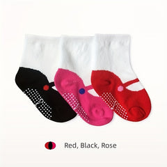 3 Pairs Baby Girls Ballet Shose Pattern Cotton Crew Socks