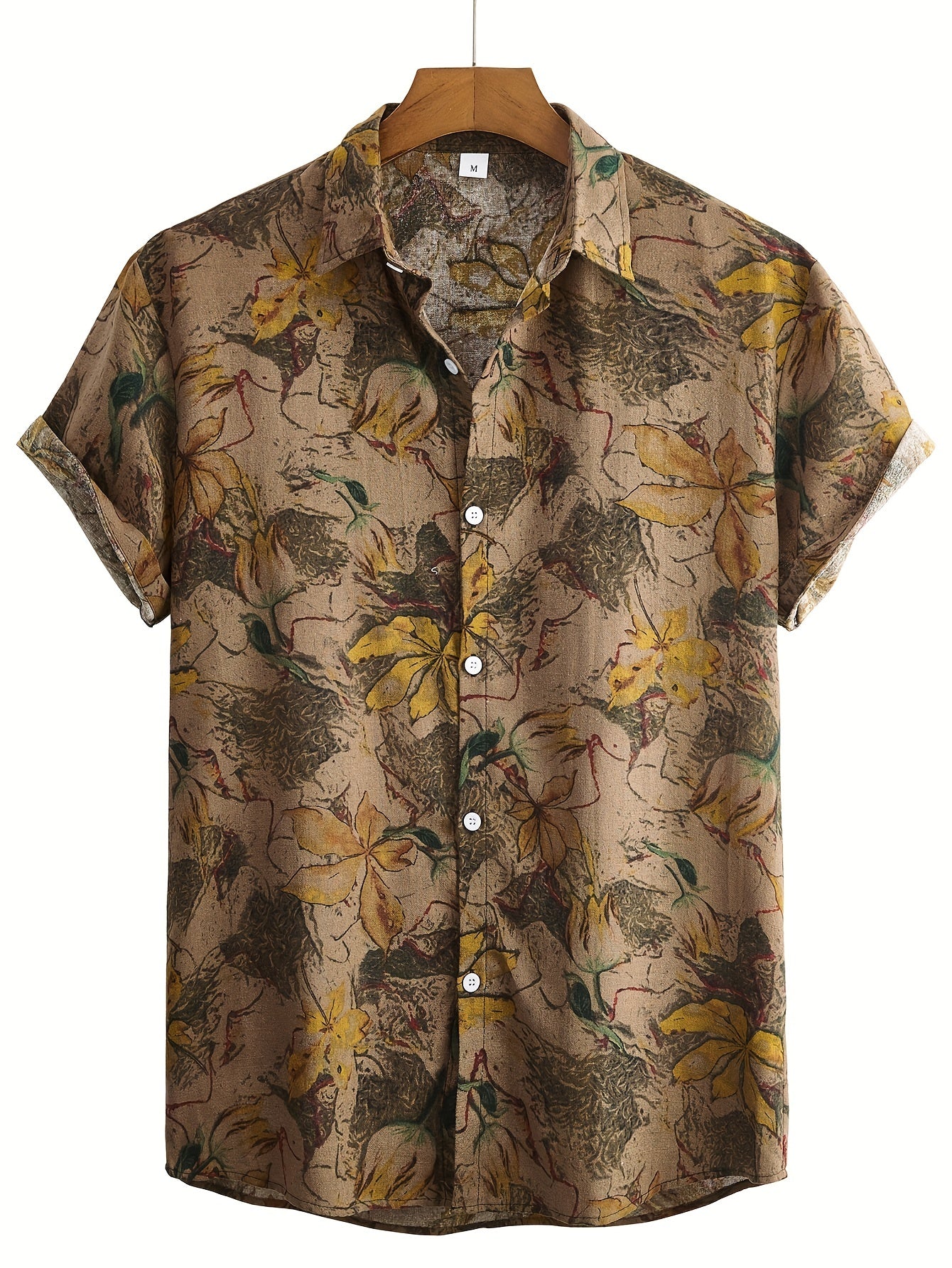 Men's Retro Ethnic Print Camp Collar Bowling Shirt