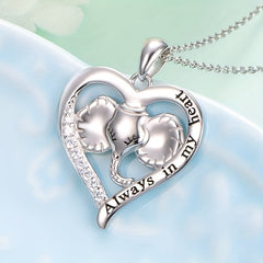 Girl's Elephant Pendant Necklace Heart Shaped Animal Necklace