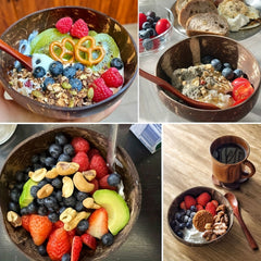 6pcs Coconut Bowl And Spoon Set - Natural Coconut Shell Bowl Food Container
