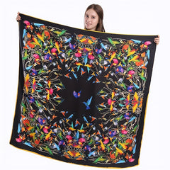1pc 129 Square Satin Head Scarf Silk Feeling Soft Breathable Shawl Sunscreen