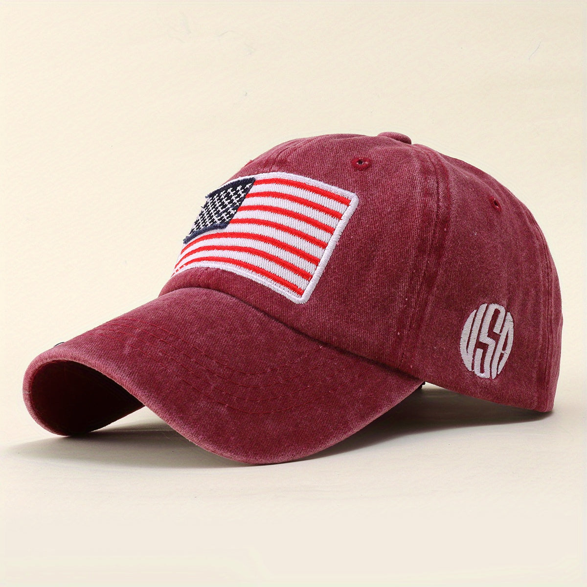 American Flag Embroidery Baseball Cap Washed Distressed Independence Patriotic
