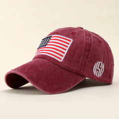 American Flag Embroidery Baseball Cap Washed Distressed Independence Patriotic