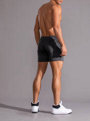 Men's Active Shorts with Pockets - Stretch Waist Drawstring Shorts