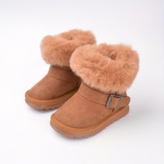 Girl's Solid Snow Boots Warm Fleece Cozy Non slip Ankle Boots