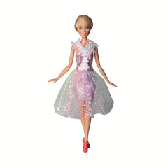 Mini Doll Dress Summer Casual Outfit Lace Ruffles Tiered Skirt Mixed Pink Purple