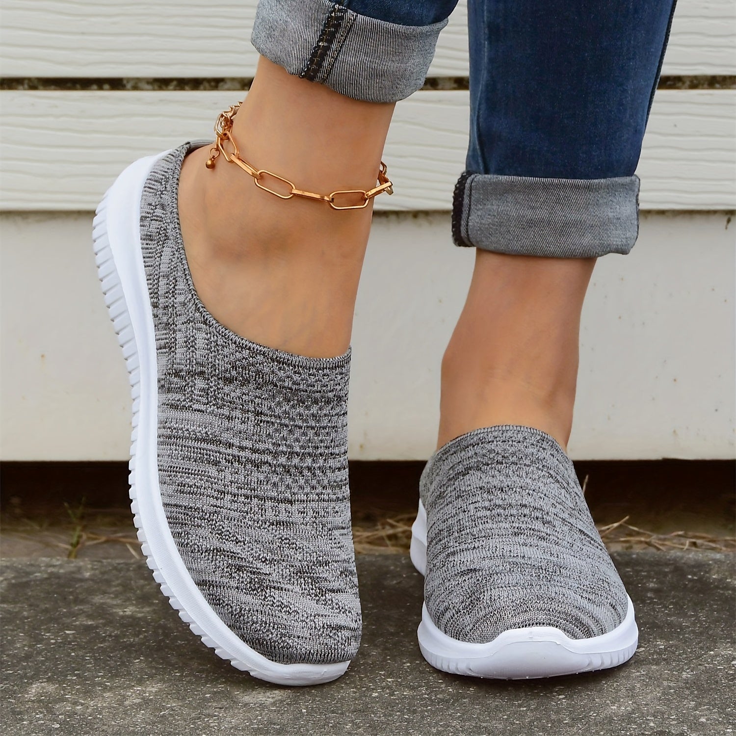 Women's Knitted Sock Shoes Breathable Low Top Slip On Shoes