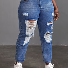 High Waisted Ripped Jeans Women Casual Denim Jeans