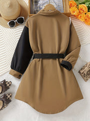 Girls' Long Sleeve Tunic Shirt Dress w/ Pocket