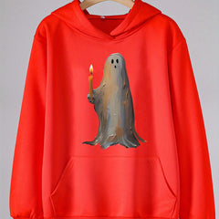 Ghost Print Halloween Hoodie For Girls Kids