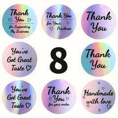 500pcs 3.81cm Laser Sticker Thank You Round PVC Sealing Sticker