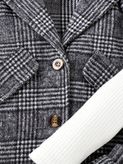 Baby Girl Plaid Blazer & Skirt & Pullover Top Set