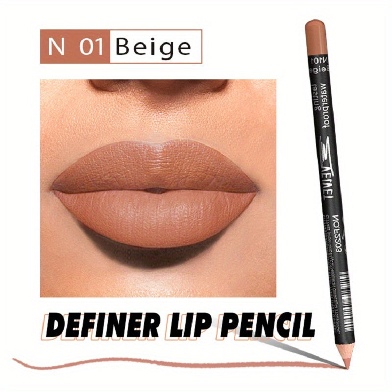 Matte Wooden Lip Liner Pencil Velvet Lipstick Pen Long Lasting