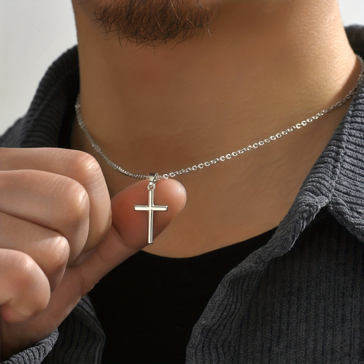 European/American Style Men's Cross Pendant Necklace - Initial Gift Decoration