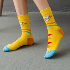 3 Pairs Cartoon Graffiti Mid Tube Socks Women's Stockings