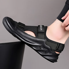 Men Letter Graphic Sport Sandals Hook and Loop Fastener Non-Slip Beach Shoes