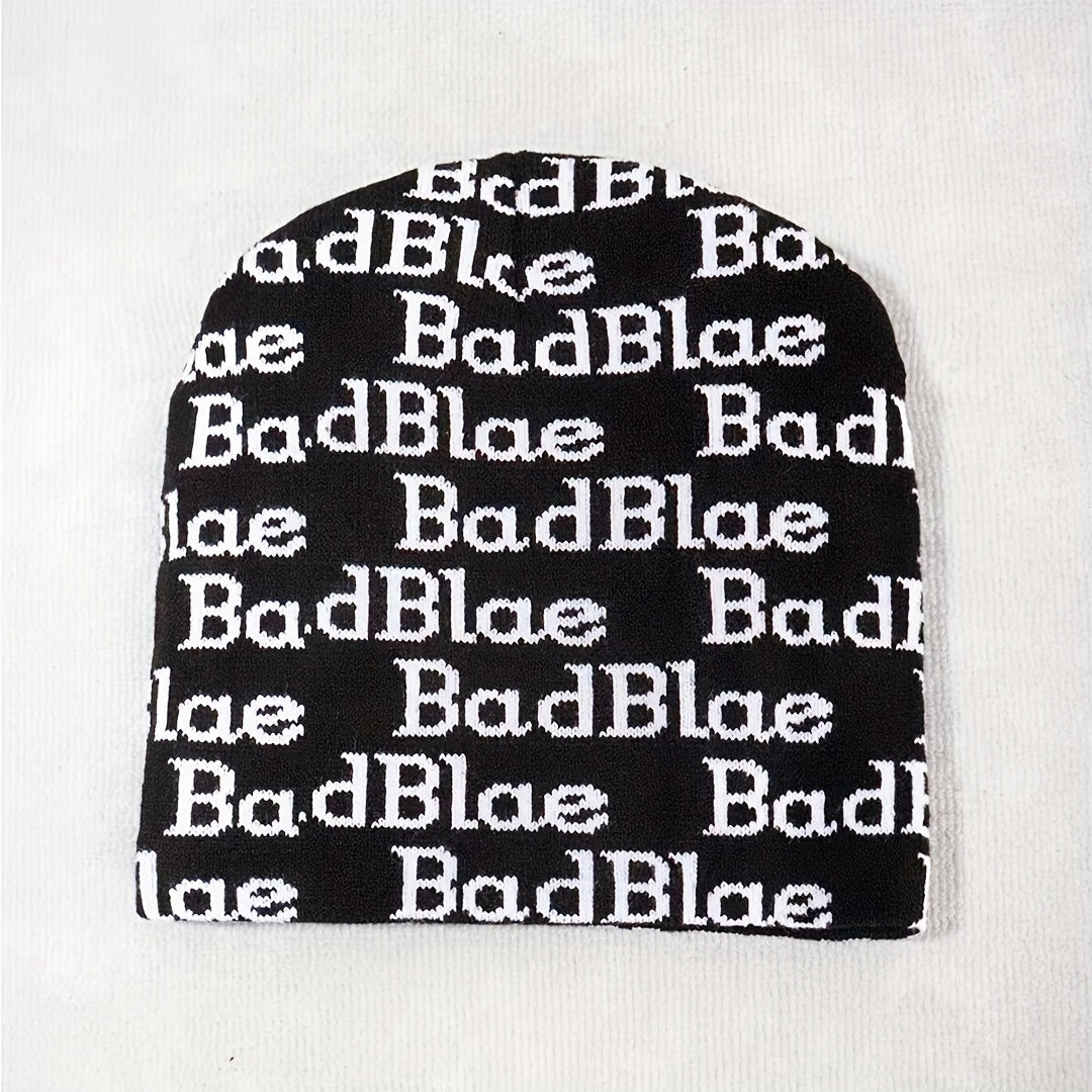 Winter Letter Printed Warm Hat Windproof Ear Protection Knitted Beanie