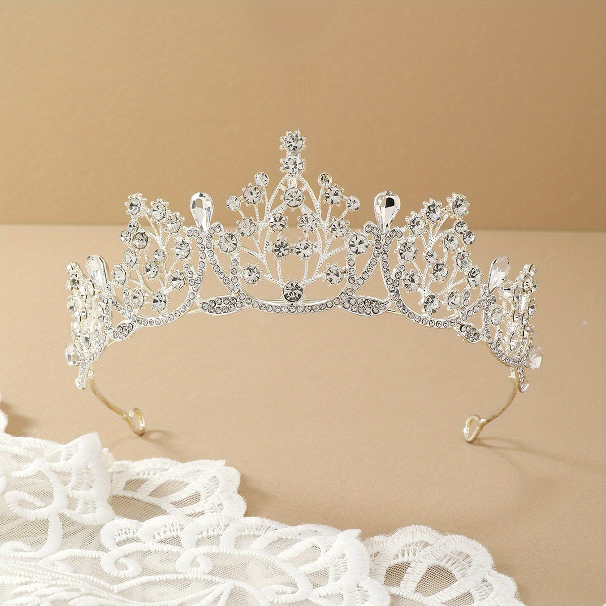 Silvery Crystal Headband Rhinestone Crown Princess Tiara Hair Accessory