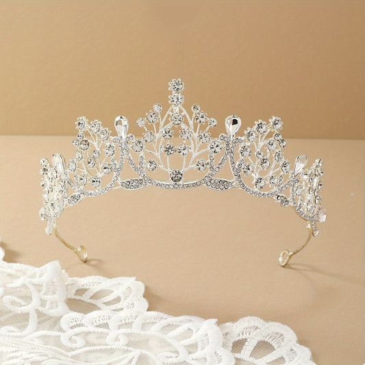 Silvery Crystal Headband Rhinestone Crown Princess Tiara Hair Accessory