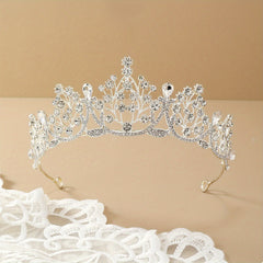 Silvery Crystal Headband Rhinestone Crown Princess Tiara Hair Accessory