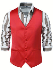 Men's Casual Slim Fit Western Vest Jacket V Neck Sleeveless Waistcoat
