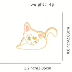 Cartoon Moon Cat Enamel Pin Brooch Clothing Jewelry