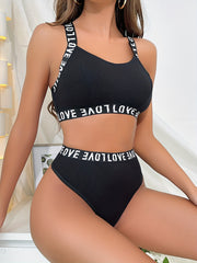Criss Cross Back Bra & Panties Lingerie Set