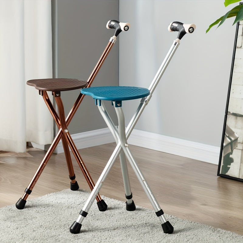 Portable Folding Walking Stick Chair for Elderly Adjustable Cane Stool